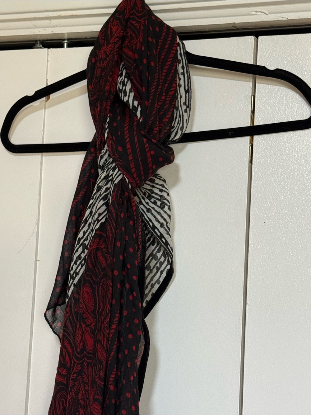BP Boho Mixed Print Lightweight Scarf Wrap Shawl Black Red Ivory - Picture 11 of 15